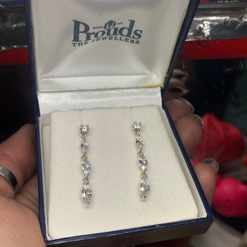 CZ drop earrings never worn